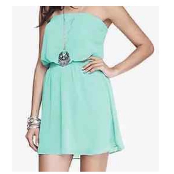 Express NWT Light Green Convertible Strapless Mini Dress Size Medium - Picture 1 of 12